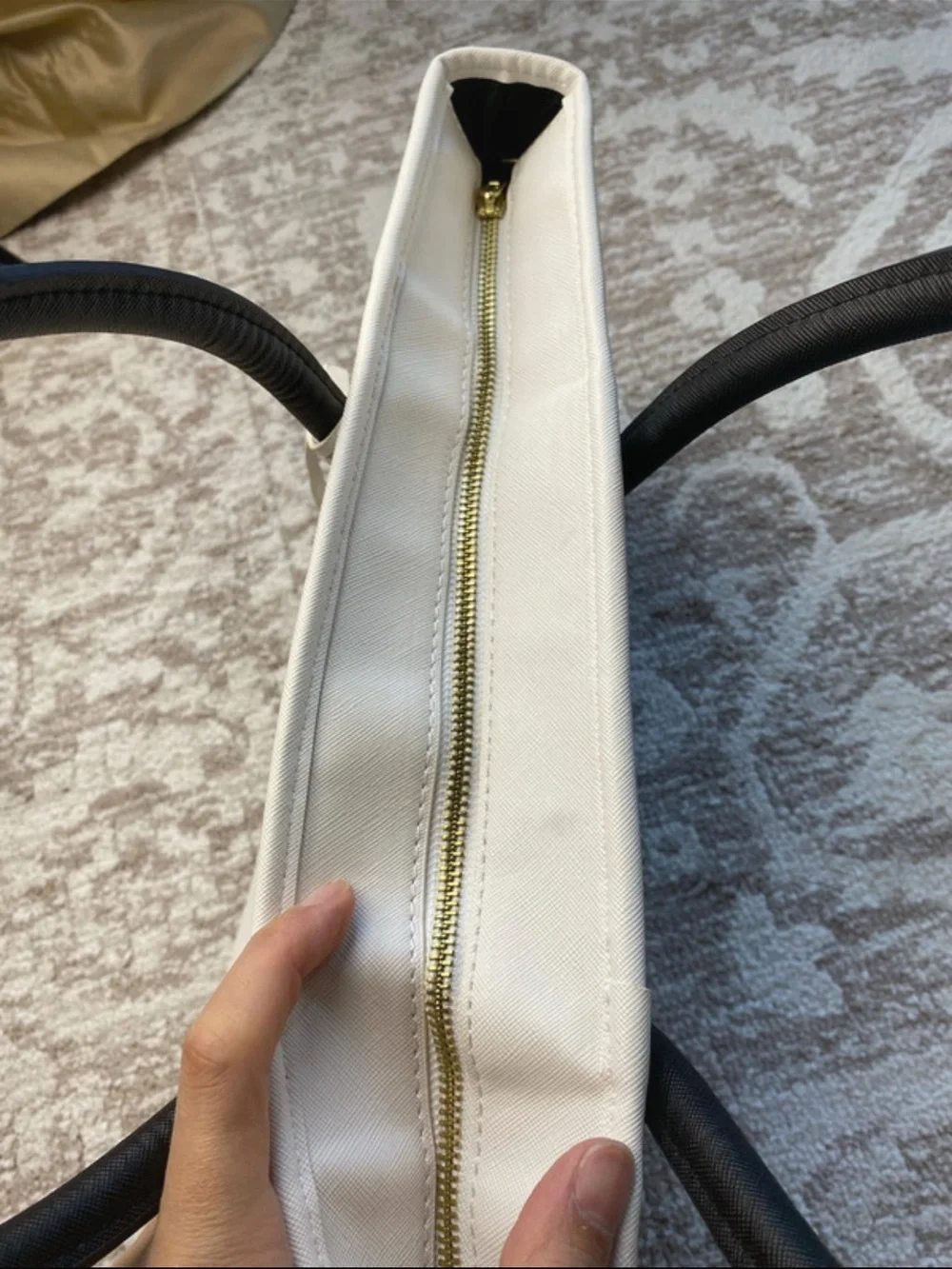 bebe Two-Tone Black and White Structured Tote